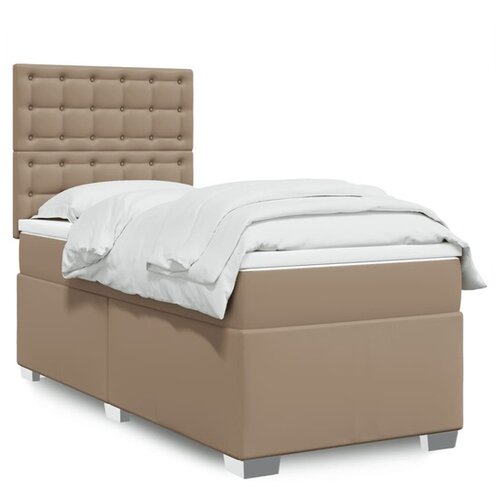 vidaXL Krevet s oprugama i madrac cappuccino 100x200cm od umjetne kože Cijene