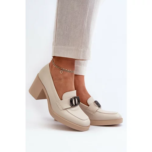 Kesi Women's high-heeled shoes with embellishments, beige Nedarea
