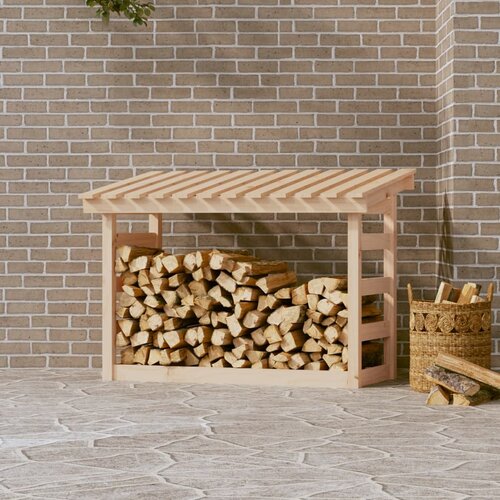 VidaXL Stalak za drva za ogrjev 108x64,5x78 cm od masivne borovine Slike