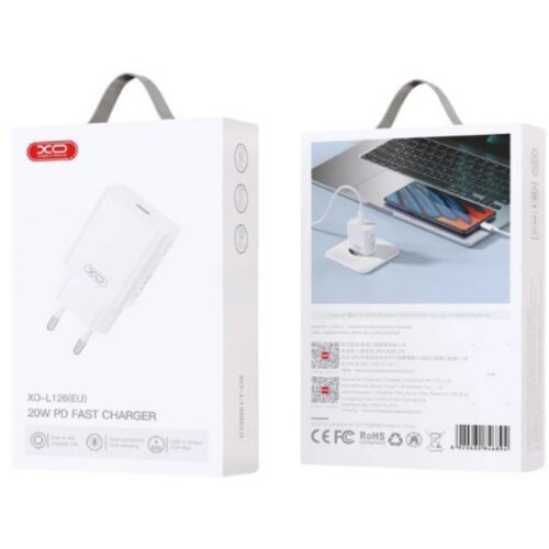  Kucni punjac XO L126 USB-C PD20W fast White - glava Slike