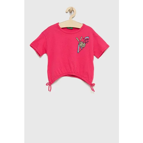 United Colors Of Benetton Dječja pamučna majica kratkih rukava boja: ružičasta