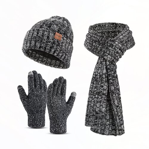 INF Komplet kape s toplim šalom in rokavicami Black, (21543993) Cene