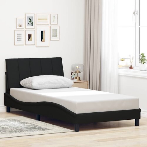 VidaXL Posteljni okvir brez vzmetnice črn 100x200 cm blago Slike