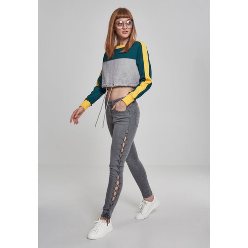 UC Ladies Women's Cropped 3-Tone Stripe Crew Grey/Jasper/Chrome-Yellow Cijene