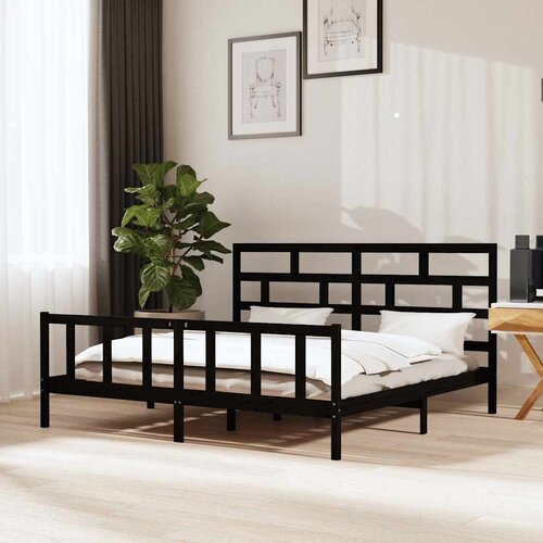  Okvir za krevet od masivne borovine crni 200 x 200 cm Cene