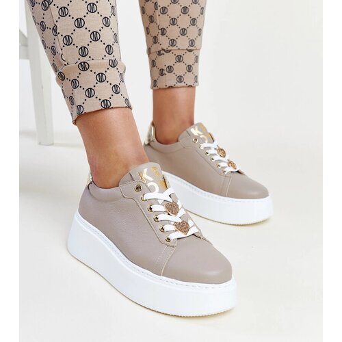 Karino Dark beige leather sneakers Slike