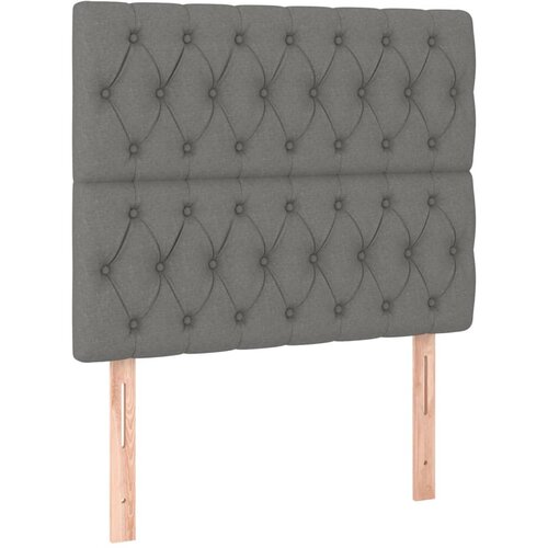 Maison Chic Posteljno vzglavje - Vzglavna omarica 2 kosa temno sivo 100x7x78/88 cm blago, (22077255) Slike