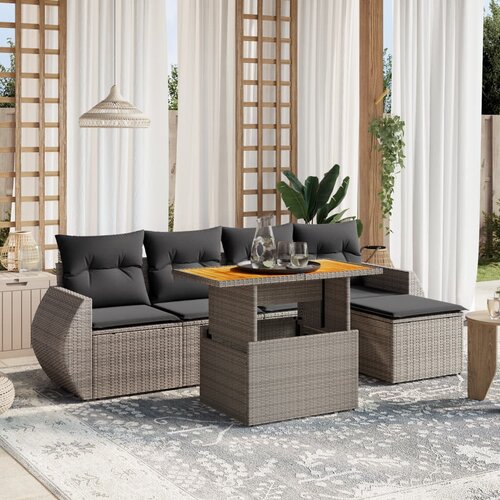 vidaXL 6-dijelni set vrtnih sofa od poliratana s jastucima sivi Cijene