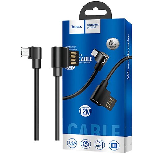 Hoco USB kabl za smartphone, micro USB, kutni 90°, 1.2 met,crna - U37 Long Roam, Micro USB , Crni Cijene