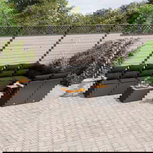 VidaXL 10-dijelni set vrtnih sofa s jastucima crni od poliratana Slike