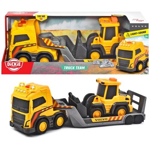 Dickie delovni tovarnjak Volvo s prikolico za prevoz strojev 32 cm Slike