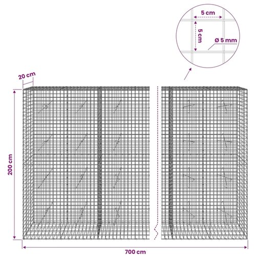  Gabion s žicom debljine 5 mm i mrežom 5x5 cm 700x20x200 cm - 20 cm 200 cm 700 cm Slike