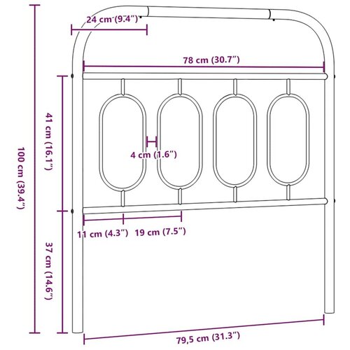  Metalno zamjensko uzglavlje crno 80 cm - Crna 80 cm 1 Slike