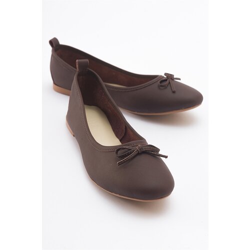 LuviShoes 01 Brown Skin Genuine Leather Women's Flat Shoes. Slike