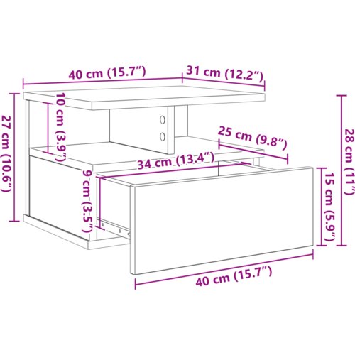VidaXL levitanti noćni ormarići 2 komada Crni hrast 40x31x27 cm Inženjersko drvo Slike