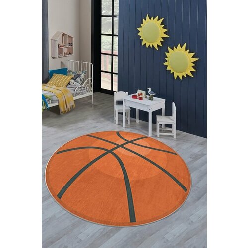 okrugli tepih za decu 140x140cm sa gumenom podlogom – košarkaška lopta, TG-163 Slike