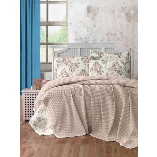 Mila Home Svjetlo smeđi pamučan prekrivač 220x240 cm Waffle &ndash; Cijene