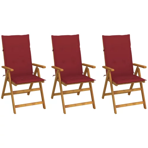 3 Sklopive vrtne stolice s jastucima kom masivno bagremovo drvo