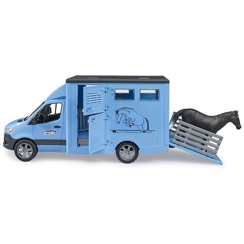 Bruder Transporter za životinje s konjem MB Sprinter 2674, Plavi Slike