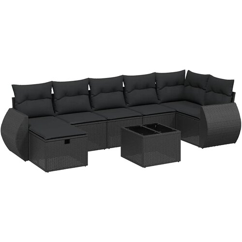  8-dijelni set vrtnih sofa od poliratana s jastucima crni Crna 70 x 62.5 x 69 cm Slike