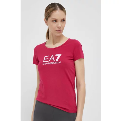 Ea7 Emporio Armani Kratka majica ženski, roza barva