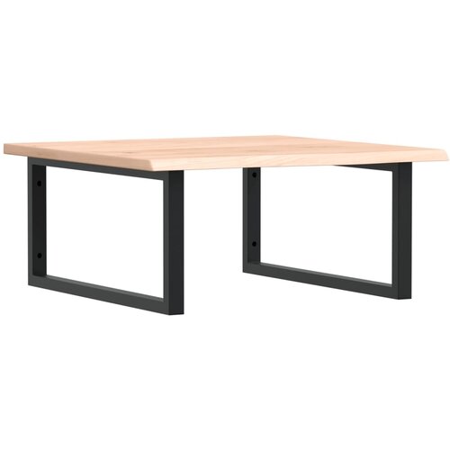  Zidna polica za umivaonik od čelika i masivne hrastovine Smeđa 60 x 60 x 2 cm Slike