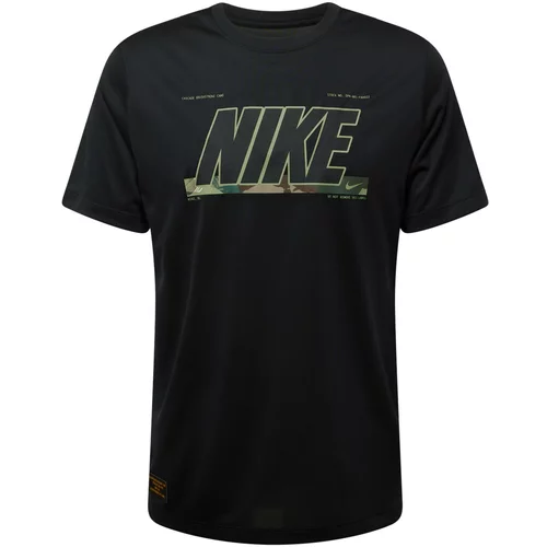 Nike Funkcionalna majica rjava / zelena / črna / bela