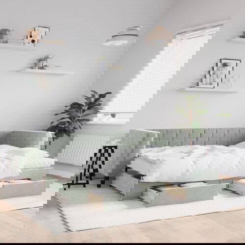 VidaXL Dnevni krevet na razvlačenje svjetlosivi 90 x 200 cm bar&amp;scaron;unasti Slike