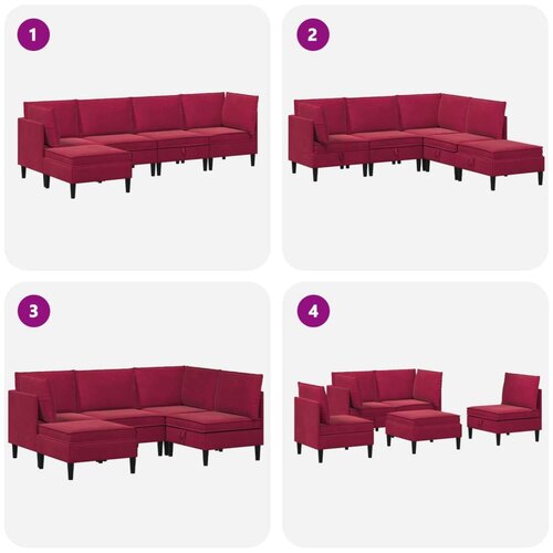  Set namje&amp;scaron;taja za dnevni boravak 5 pcs Vinska crvena Bar&amp;scaron;un - boja crnog vina 2x kutna + 2x srednja + 1x stolić Slike