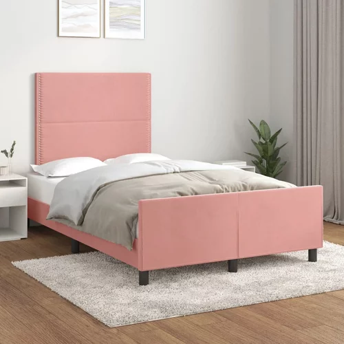  Okvir za krevet s uzglavljem ružičasti 120 x 200 cm baršunasti