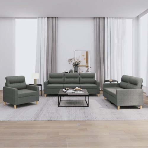  The Living Store Sedežna garnitura z blazinami 3-delna temno sivo blago - Komplet Sedežne Garniture, (21460295) Slike