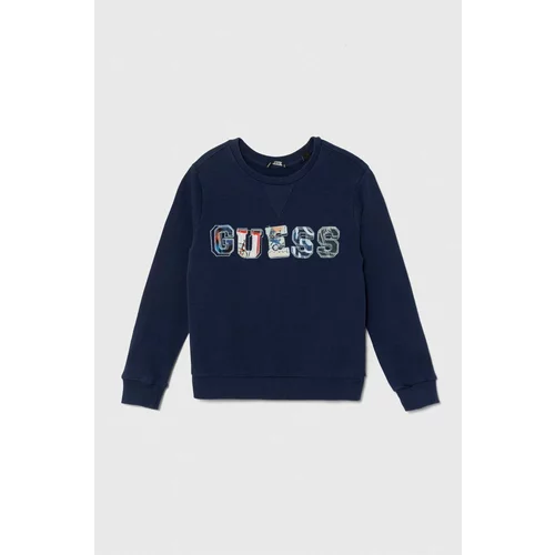 Guess Bombažen pulover mornarsko modra barva
