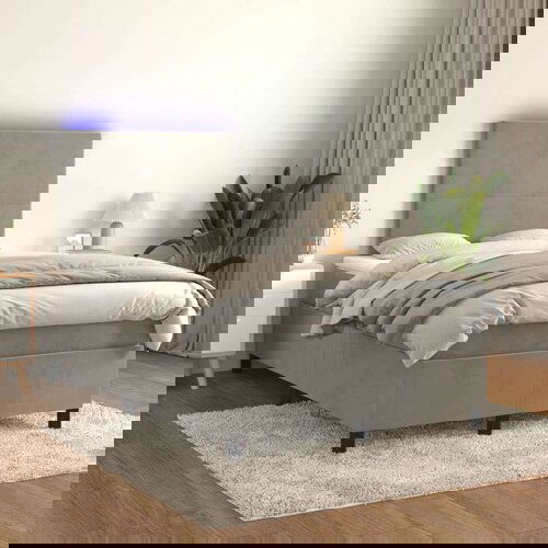  Box spring postelja z vzmetnico LED svetlo siva 120x200cm žamet, (20846730) Slike