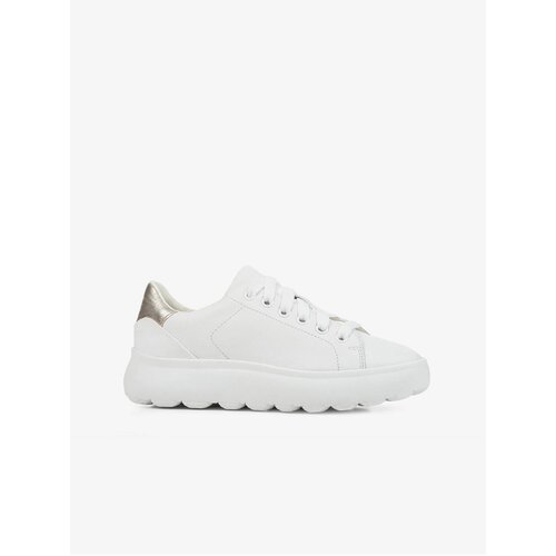 Geox White Women's Leather Sneakers on the Platform - Women Cene
