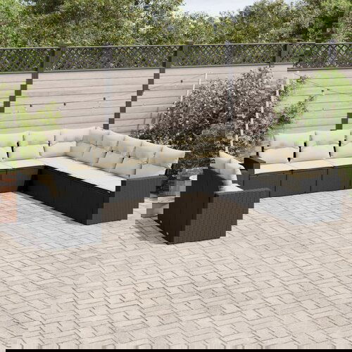 VidaXL 11-dijelni set vrtnih sofa od poliratana s jastucima crni Slike