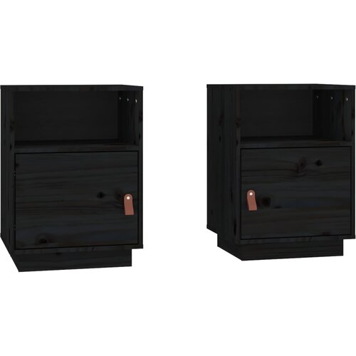Maison Chic Dvo delni komplet Nočne omarice - Nočne mize črna 40x34x55 cm trdna borovina, (21689433) Slike