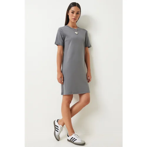 Happiness İstanbul Women's Smoked Crew Neck Knitted Dress