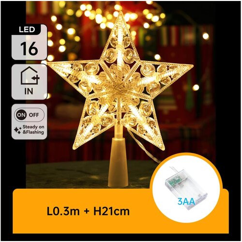 Aigostar LED božićna dekoracija 16xLED/3xAA, zvezda u toploj beloj boji Slike