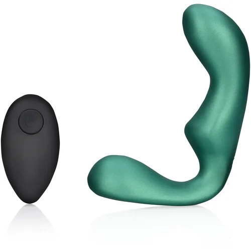 Ouch! Pointed Vibrating Prostate Massager with Remote Control Metallic Green