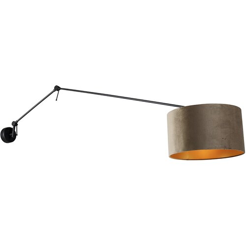 QAZQA Stenska svetilka črna z velur senčnikom taupe 35 cm nastavljiva - Blitz Cene