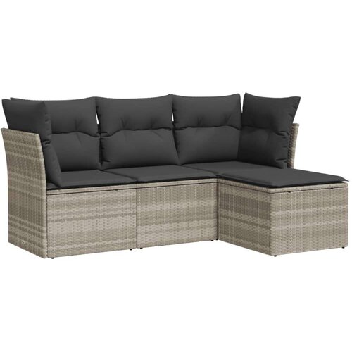 vidaXL 4-dijelni set vrtnih sofa s jastucima svijetlosivi poliratan Cijene