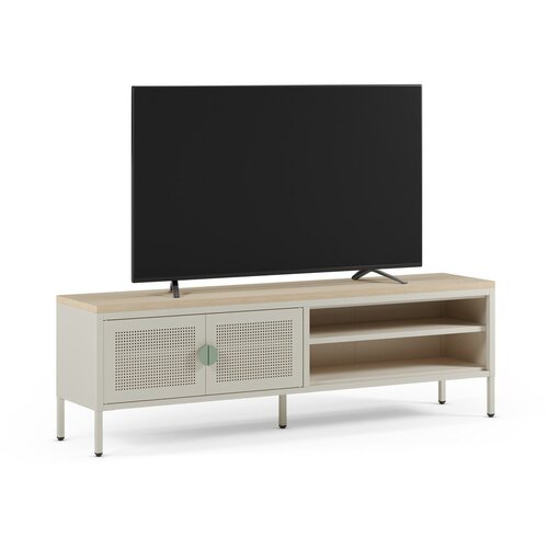 Marckeric Kremno bela/v naravni barvi kovinska TV omarica 160x50x35 cm Sayla &amp;ndash; Slike