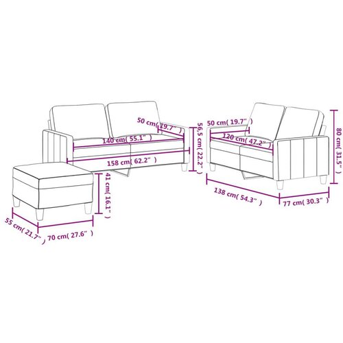 VidaXL 3-dijelni set sofa s jastucima boja vina od umjetne kože Slike