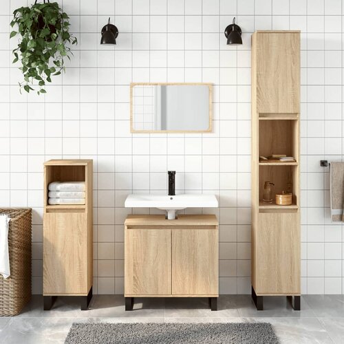 The Living Store Kopalniška omarica sonoma hrast 58x33x60 cm inženirski les - Kopalniška Omarica, (21436878) Cene