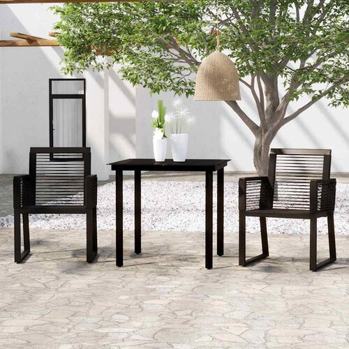  3-dijelni vrtni blagovaonski set crni Crna Dužina stola 80 cm Cene