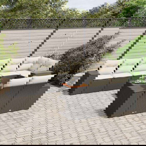  9-dijelni set vrtnih sofa s jastucima crni od poliratana Cijene