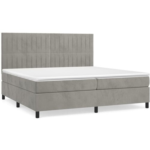 Maison Chic Box spring postelja - Vzmetna postelja z vzmetnico svetlo siva 200x200 cm žamet SL16256, (21895747) Cene