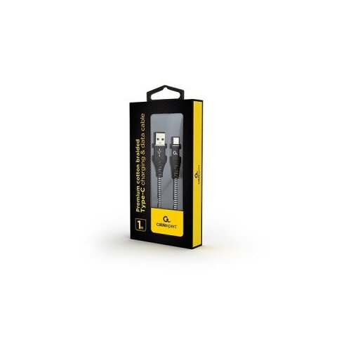  USB 2.0 kabl Premium cotton braided Type-C USB charging and data cable, 1 m, black/white, GEMBIRD CC-USB2B-AMCM-1M-BW Cijene