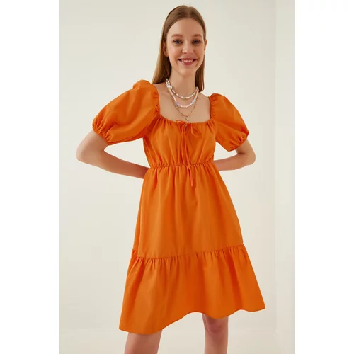 Happiness İstanbul Dress - Orange - Ruffle both