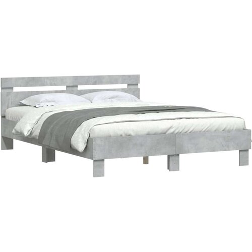 VidaXL okvir kreveta s uzglavljem siva boja betona 140x200 cm drveni Slike